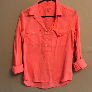 J Crew neon rose quarter button up